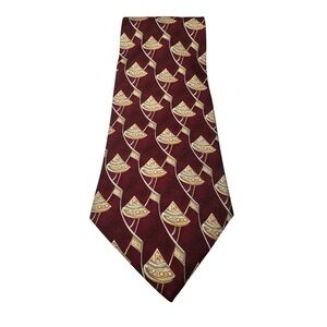 Andhurst Burgundy Art Deco Geometric 100% Silk Tie Vintage USA 4x58 Office Work